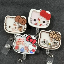 Sanrio Sanrio Cartoon Characters Of Hello Kitty, Expandable ID Card Holder - Doctor/Nurse/Teacher Badges, Work ID, Acrylic Material, Friend Gift, Birthday Gift(Pattern Randomly Shipped)