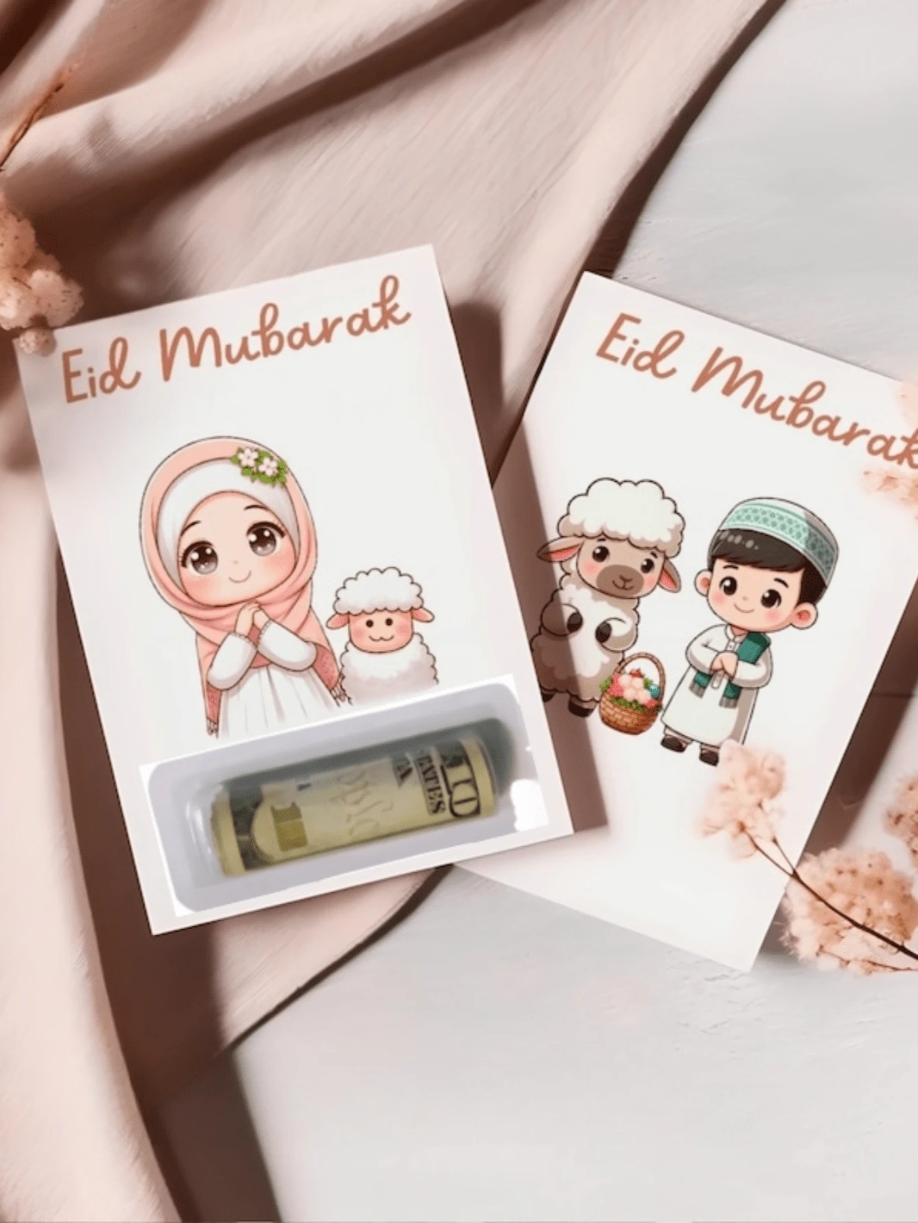 1Pc Eid Mubarak Ramadan Kareem Fashionable Stylish Cash Clip Greeting Card Set, Eid Red Envelope For Family & Kids, Suitable For Cash Gifting, Perfect Festival Gift For Eid Al-Fitr & Eid Al-Adha, No Banknotes Included - Multicolor - View 1