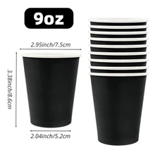 24/48 Stücke Pappbecher, 9oz Einweg-Kaffeetassen und Teebecherför heiße und kalte Getränke, Geburtstags-,Hochzeits-,Party,- und Feiertagszubehör für Picknicks, geeignet für Restaurants, Foodtrucks, Küchen, Büros, Schwarz