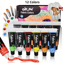 Kit de peinture textile de 12/24 couleurs pour vêtements avec 6 pinceaux, 1 palette. Kit de peinture textile gonflante permanente pour chaussures, canevas, 14/26 couleurs, 30ml/1.01oz par tube