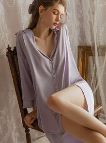 A Solid Color High-Grade Shirt,Sexy Underwear, Sexy Boyfriend, Wind Shirt, Pajamas, Women Who Want To Be Thin In Summer, Can Wear Large Size Outside Their Home Clothes Sexy Lingerie Set