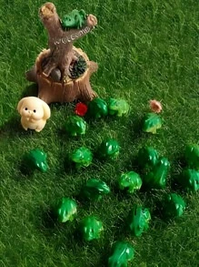 20/10/5/1pc Resin Mini Green Frog Miniature Figurine Animal Model, Fairy Garden Miniature Moss Landscape DIY, Terrarium Crafts Accessories Home Decorative, Miniature Landscape Creative Cute Frog Statue, Suitable For Car, Desk Or Garden Decoration, Resin Material, Resin Mini Green Frog, Green Animal Model, DIY Terrarium Handicrafts, Home Decoration Accessories, Party Decoration