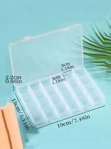 1pc Minimalist 24 Grids Transparent Plastic Jewelry Box, Storage Box For Rings, Earrings, Nail Art, With LidFor Women Storage Organizer Travel Essentials Back To School