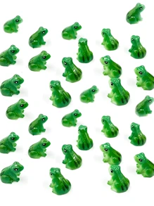 20/10/5/1pc Resin Mini Green Frog Miniature Figurine Animal Model, Fairy Garden Miniature Moss Landscape DIY, Terrarium Crafts Accessories Home Decorative, Miniature Landscape Creative Cute Frog Statue, Suitable For Car, Desk Or Garden Decoration, Resin Material, Resin Mini Green Frog, Green Animal Model, DIY Terrarium Handicrafts, Home Decoration Accessories, Party Decoration