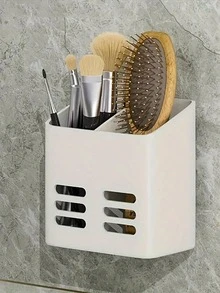 1pc Wall Mounted Bathroom Storage Rack, Toothbrush Toothpaste Comb Storage Tube, Bathroom Storage Drain Rack, Makeup Brush Holder, Bathroom Accessories - Multicolor - View 11