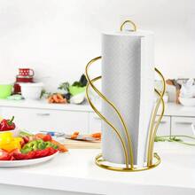 Countertop Paper Towel Holder, Plastic Standing Roll Holder With Weighted Base For Kitchen And Bathroom - Gold - View 3