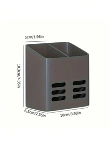 1pc Wall Mounted Bathroom Storage Rack, Toothbrush Toothpaste Comb Storage Tube, Bathroom Storage Drain Rack, Makeup Brush Holder, Bathroom Accessories - Multicolor - View 2