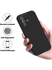 1pc Black Shockproof Phone Case For /Apple//Honor//OPPO//Vivo//Infinix Series, Black Phone Protective Case, Phone Cover, Shock Proof Phone Case, Black Phone Case, Minimalist Phone Case, Solid Color Phone Case, Black Phone Case, TPU Shockproof Phone Case (Military Grade Drop Protection)