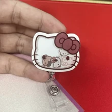 Sanrio Sanrio Cartoon Characters Of Hello Kitty, Expandable ID Card Holder - Doctor/Nurse/Teacher Badges, Work ID, Acrylic Material, Friend Gift, Birthday Gift(Pattern Randomly Shipped)