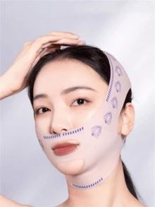 V-Shaped Facial Lifting Chin Strap - Portable Yoga Face Lift Taping, Face Lifting And Tightening, Suitable For Daytime And Nighttime Use(Texture, Pattern, Color, Random Shipment) - Multicolor - View 3