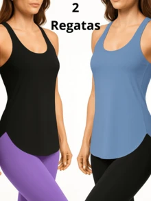 2 Tank Tops Gym Cross Fit Running Fitness Laser Cut Thermal - 1 xanh hoàng gia 1 trắng - Xem 1