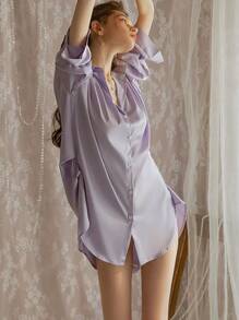 A Solid Color High-Grade Shirt,Sexy Underwear, Sexy Boyfriend, Wind Shirt, Pajamas, Women Who Want To Be Thin In Summer, Can Wear Large Size Outside Their Home Clothes Sexy Lingerie Set