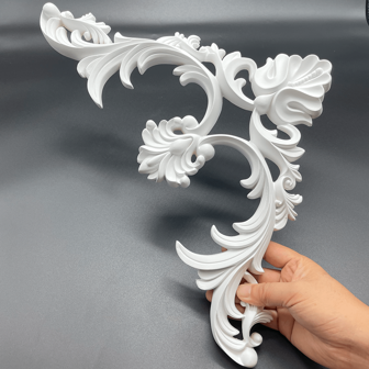 White PU Wall Decorations; French Decor Flowers For TV Background Wall; Wall Decor Flowers; Imitation Plaster; French Resin Corner Flowers; Polyurethane Decor Accessories; Building Decoration Materials; Home Accessories; Hollow Carving Flowers.