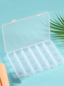 1pc Minimalist 24 Grids Transparent Plastic Jewelry Box, Storage Box For Rings, Earrings, Nail Art, With LidFor Women Storage Organizer Travel Essentials Back To School