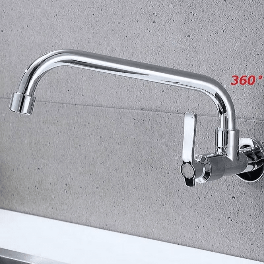 Stainless Steel Single Cold Copper Core Copper Rod Faucet, 360 Degree Swivel Single Hole Kitchen Horizontal Oblique Tap