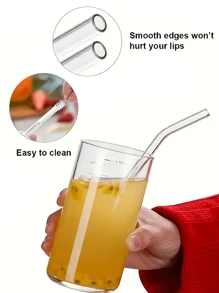 12pcs Reusable Glass Drinking Straws,Size 8.5''x10mm,Including 12pcs Reusable Glass Drinking Straws With 4Cleaning Brush- Perfect For Smoothies, Tea, Juice