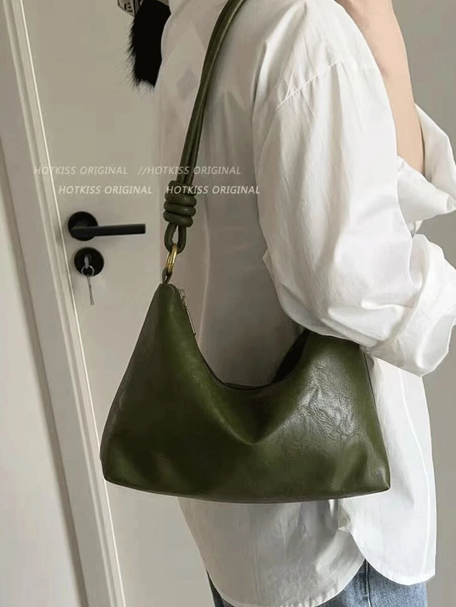 Nuevo bolso cuadrado de moda con estilo Spice Girl, de unicolor, de tela de PU impermeable con patrón tejido, correa de hombro con hebilla, adecuado para viajes, compras y ir al trabajo.