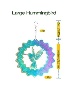 1pc Hummingbird Decoration Hanging Ornament, 3D Wind Chime, Sun Catcher, 3D Colorful Hanging Decor, Yard Decoration, Hummingbird Hanging Spinner, Owl Hanging Decor, Turtle Hanging Decor, Butterfly Hanging Decor, 3D Stainless Steel Hanging, Metal Bird Wind Spinner For Home, Garden, Yard Decoration - Multicolor - View 14