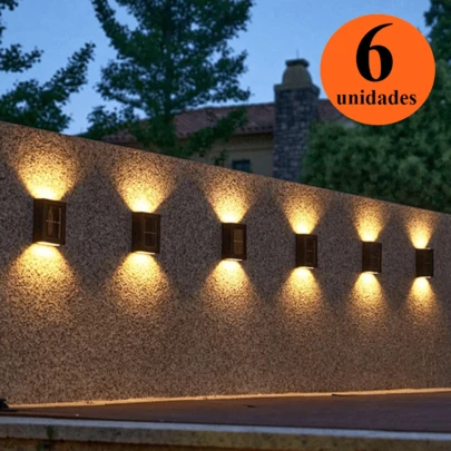 Kit 6 Luminaria Solar Arandela Iluminação Luz de Parede e Lampada Externa a Prova D'água