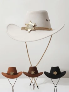 1 件男女通用可拆卸徽章西部牛仔帽，宽边巴拿马帽，适合西部主题活动、派对、订婚、角色扮演、毕业典礼、化妆舞会、节日、婚礼、生日、音乐节和休闲装 - 禮帽 - 查看 1