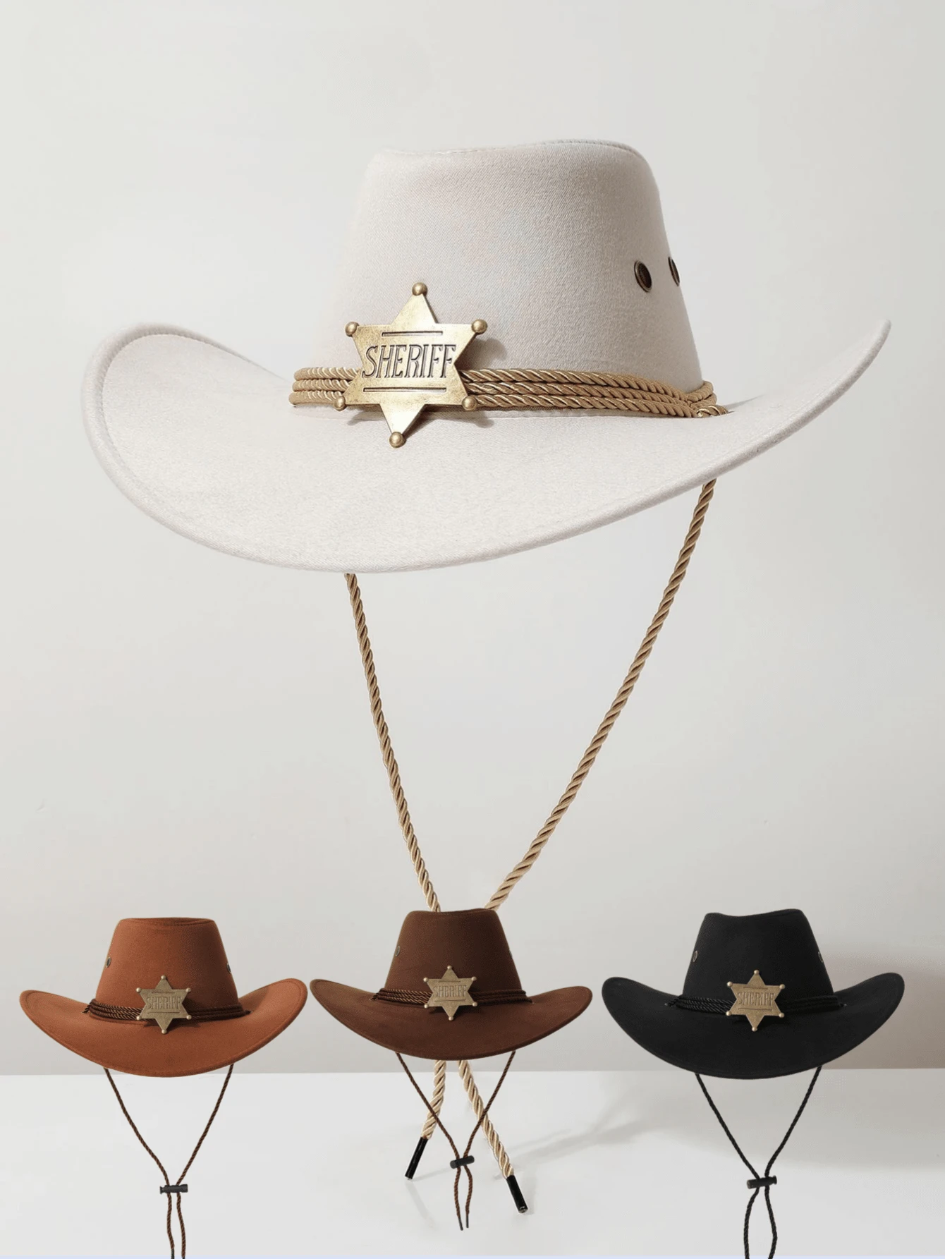 1 件男女通用可拆卸徽章西部牛仔帽，宽边巴拿马帽，适合西部主题活动、派对、订婚、角色扮演、毕业典礼、化妆舞会、节日、婚礼、生日、音乐节和休闲装 - 禮帽 - 查看 1