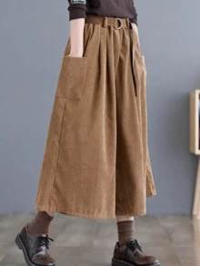 女士休闲宽松纯色阔腿裤