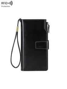 Cross-Border RFID Blocking Women's Long Wallet, Vintage Oil Wax Leather Clutch Purse, Large Capacity European And American Style For Women Wallet Mini Wallet Purse Wallet Wristlet Wallet - Multicolor - View 15