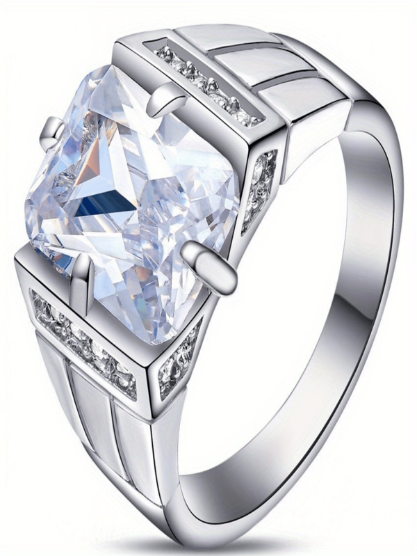 خاتم مربع فاخر للرجال، متوفر ب- 6 ألوان للزفاف والخطوبة والحفلات، هدية مجوهرات