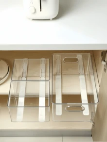 1 Pair Of Sliding Rail, Drawer Storage Basket Slide Rail, Multi-Purpose Kitchen Bedroom Dorm Organizer Box Track, No-Drill Kitchen Bathroom Cabinet Silent Slide Strip, Multi-Function Drawer Slide Rail, Storage Box Pull Track - Multicolor - View 2