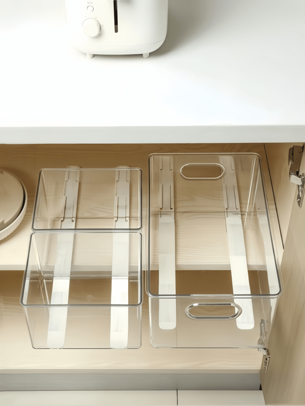 1 Pair Of Sliding Rail, Drawer Storage Basket Slide Rail, Multi-Purpose Kitchen Bedroom Dorm Organizer Box Track, No-Drill Kitchen Bathroom Cabinet Silent Slide Strip, Multi-Function Drawer Slide Rail, Storage Box Pull Track