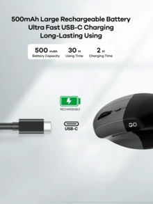 FANTECH 人体工学鼠标，可充电蓝牙无线垂直鼠标静音开关 2.4GHz 或蓝牙兼容 Windows 7 或更高版本、OS 10.11 或更高版本 - 彩色 - 查看 8