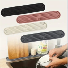 1 pieza Alfombrilla plegable de silicona gruesa resistente al calor, Almohadilla de drenaje antideslizante, Protector de encimera de silicona para cocina, Salvamanteles resistente al calor, Alfombrillas de cocina antideslizantes para el lado del fregadero, Esencial de cocina natural e higiénico para decoración del hogar y la cocina, Parte de tus estilos acogedores de otoño e invierno y decoraciones navideñas - Multicolor - Ver 2