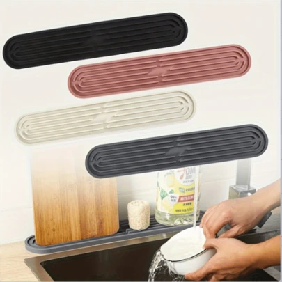 1pc Foldable Thick Silicone Heat-Resistant Mat, Non-Slip Drainage Pad, Kitchen Silicone Countertop Protector, Table Heat-Proof Placemat, Non-Slip Kitchen Mats For Sink Side, Natural And Hygienic Kitchen Essential For Home And Kitchen Room Decor, Part Of Your Cozy Fall& Winter Styles And Christmas Decorations