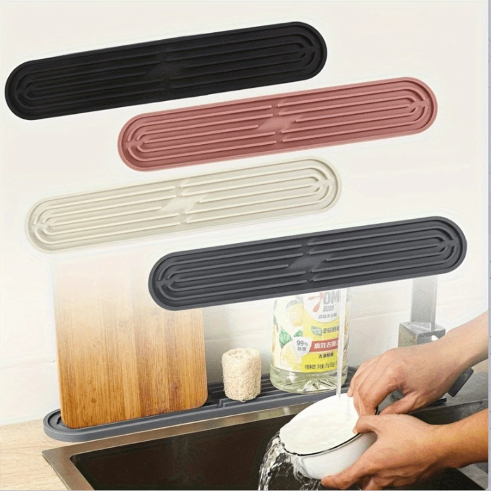 1 pieza Alfombrilla plegable de silicona gruesa resistente al calor, Almohadilla de drenaje antideslizante, Protector de encimera de silicona para cocina, Salvamanteles resistente al calor, Alfombrillas de cocina antideslizantes para el lado del fregadero, Esencial de cocina natural e higiénico para decoración del hogar y la cocina, Parte de tus estilos acogedores de otoño e invierno y decoraciones navideñas