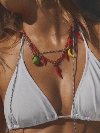 1 件海洋休闲夸张红链辣椒吊坠和多层水果吊坠项链女士