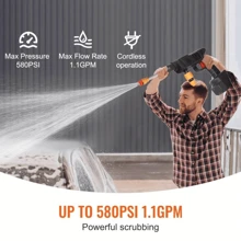 1pc Cordless High Pressure Washer, Portable Power Washer, Handheld High Pressure Car Wash Gun With Foam Sprayer, With Rechargeable 6.0Ah Battery, 5 Meter Hose, Pressure 1.2MPA, For Car, Floor, Yard Cleaning And Watering