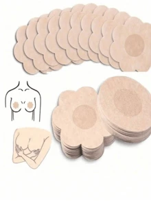 30pcs/24pcs/20pcs/16pcs/10pcs/8pcs/4pcs/2pcs Silicone Invisible Waterproof Anti-Mold Reusable Breast Petals, Nude Feel Silicone Lift Bra Pads, Non-Slip/Breathable Seamless Invisible Self-Adhesive Nipple Covers, With Box, Transparent, Women Lingerie & Underwear Accessories, Outdoor Sports, Bust Pad For Bras, Skin Color/Light Pink, Suitable For Wedding, Halter Top, Lift, Push Up, Round, Flower Type