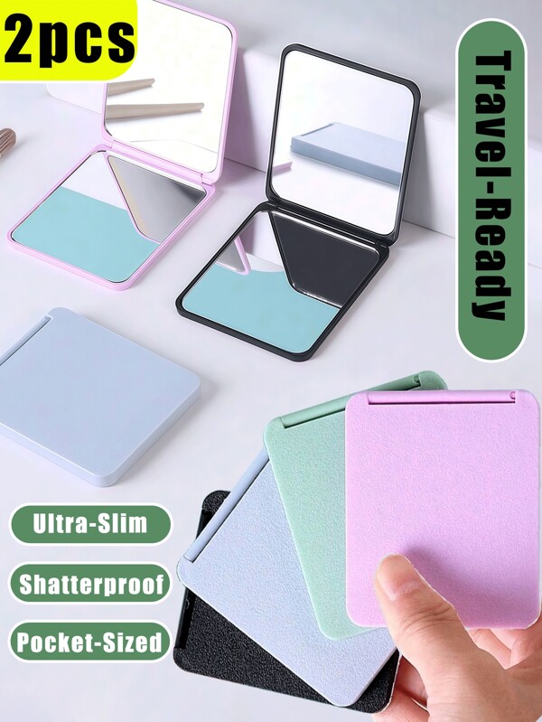 Miroir de maquillage pliable double face, petit miroir compact carré portable, miroir de maquillage mini pliable, miroir de poche carré portable double face pour étudiantes, filles, femmes, cadeau de voyage en 4 couleurs, cadeau pour la fête des mères, cadeau pour maman, décoration de salle de bain, décoration d'automne, organisateur de maquillage, accessoires de salle de bain, rentrée scolaire