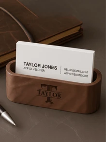 1 Piece Customized Business Card Holder,Monogrammed Business Card Holder,Wood Card Holder,Personalized Gift For Him, Father's Day Gift For Coworker Back To School