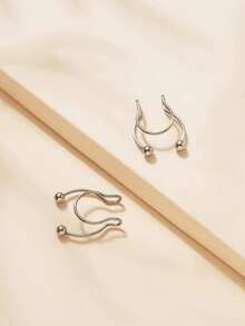2pcs/Set Fake Nose Septum Ring Stainless Steel Non-Piercing Nose Clamp