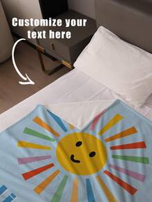 1pc Customized Text Blanket, Personalized Flannel Blanket With Text, Mother's Day Gift For Mom, Father's Day Gift For Dad, Bedding Blanket, Customized Personal Family Blanket With Name - Multicolor - View 5