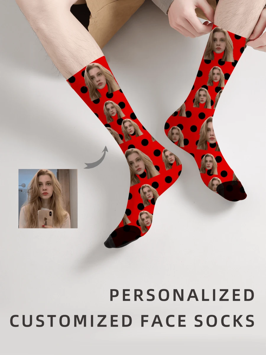 1 Pair Custom Face Socks, Custom Photo Sock, Custom Printed Socks, Personalized Funny Face Socks, Custom Picture Socks, Put Any Face On The Socks, Anniversary Gift, Valentine Gift, Birthday Gift, Wedding Gift, Mother's Day Gift, Father's Day Gift, Best Friend Gift, Gift For Mom/Dad, Gift For Girlfriend/Boyfriend, Gift For Her/Him - Multicolor - View 1