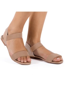 Women's Flat Sandals Casual Black Comfort Beach Fashion Everyday Elastic Donna Paula Shoes - 裸體 - 查看 2