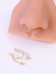 2pcs/Set Fake Nose Septum Ring Stainless Steel Non-Piercing Nose Clamp