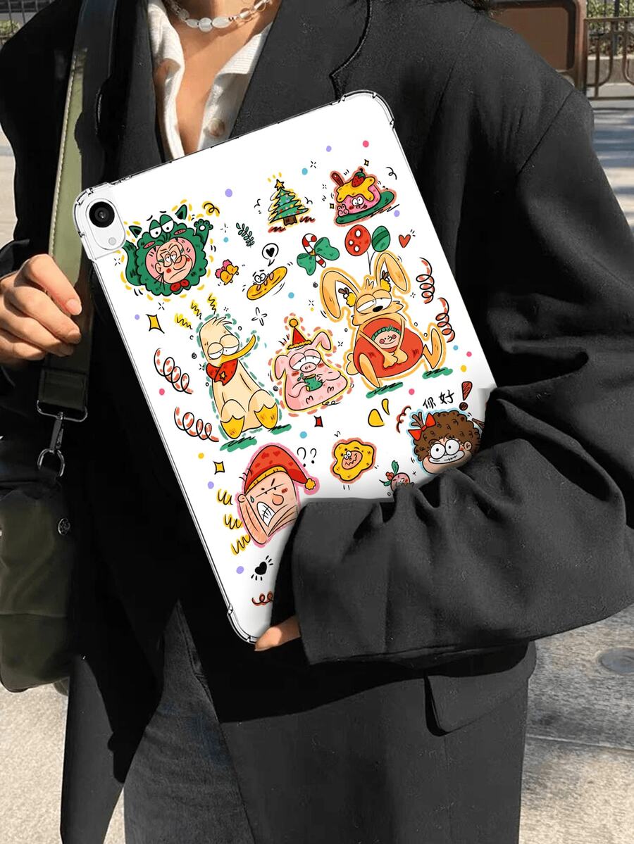 Painted Graffiti 1pc Cute Cartoon Comic Style Anti-Drop Tablet Case Compatible With Galaxy Tab A7 LITE, IPad Pro 11-Inch 2021, IPad 10th Gen - Multicolor - View 1