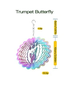 1pc Hummingbird Decoration Hanging Ornament, 3D Wind Chime, Sun Catcher, 3D Colorful Hanging Decor, Yard Decoration, Hummingbird Hanging Spinner, Owl Hanging Decor, Turtle Hanging Decor, Butterfly Hanging Decor, 3D Stainless Steel Hanging, Metal Bird Wind Spinner For Home, Garden, Yard Decoration - Multicolor - View 9