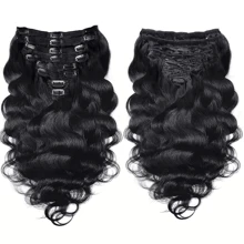Body Wave Clip In Human Hair Extensions Natural Color 100% Remy Human Hair Clip In 8Pcs/Set Full Head For Women