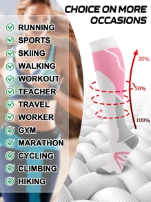 1 Pair Copper Well Compression Socks For Women & Men -Knee-High Support Stockings, Breathable Athletic & Daily Wear For Nursing, Yoga, Maternity, Travel & Cycling With Comfort Toe Seam