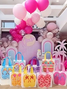 24 bolsas de regalo no tejidas con forma de chanclas para playa, bolsas de poliéster de alta calidad, impermeables, para llevar a mano, para eventos y fiestas, con cordón, para viajes y almacenamiento. - Multicolor - Ver 6