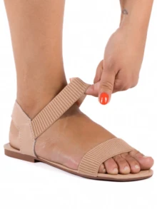Women's Flat Sandals Casual Black Comfort Beach Fashion Everyday Elastic Donna Paula Shoes - 裸體 - 查看 3
